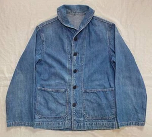 Vintage 1940's US Navy Shawl Collar Denim Coverall Size S Blue Length 65cm - Picture 1 of 10