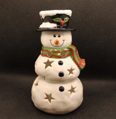 Yankee Candle Navidad muñeco de nieve calentador de aceite candelabro votivo luminaria porcelana Foto 1 de 4