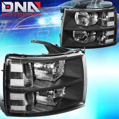 Lâmpadas de farol estilo original preto para 2007-2014 Chevy Silverado 1500 2500HD 3500HD - Imagem 1 de 4