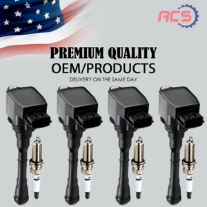 4X OEM Ignition Coil + 4X Iridium Spark Plugs for Nissan Juke Sentra 1.6L UF659 - Picture 1 of 15