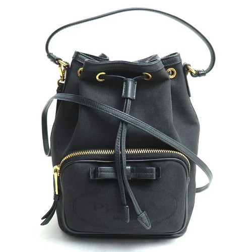 Borsa a tracolla PRADA logo jacquard nastro 2 vie nera 1BH038 donna autentica