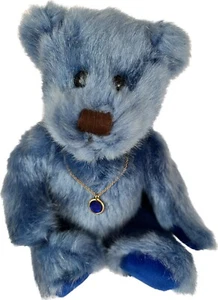 Collana Pietra Nascita Settembre Orso Blu Peluche Pietra Nascita Vintage - Foto 1 di 11