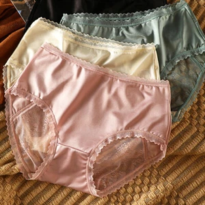 4 Pack Lot Sexy Womens Silky Satin Panties Lingeries Lace Sheer Underwear Briefs - Picture 1 of 14