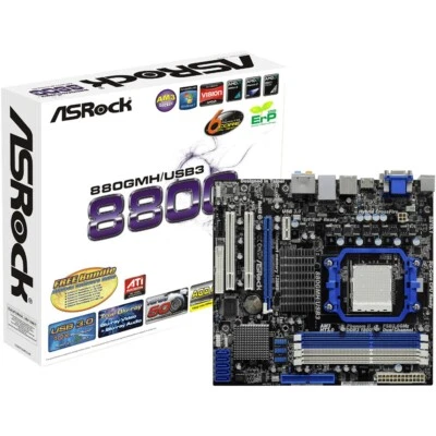 ASROCK 880GMH/USB3 Motherboards AMD 880G DDR3 Socket AM3 Micro ATX - Image 1 of 3