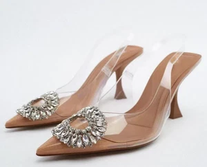 Rhinestone Perspex High Heels (RRP £55.99 in Zara)