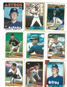 Lot of 9 - 1986-1990 Topps Baseball Trading Cards - Houston Astros - Picture 1 of 2