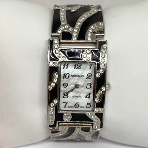 Versales women’s quartz analog wrist watch silver black tone rhinestones 24mm - Picture 1 of 7