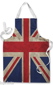 Spritzwassergeschützt Neuheit Schürze Union Jack Grunge Kochen Gemälde Küche BBQ Geschenk - Bild 1 von 2
