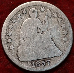 1857 Philadelphia Mint Silver Seated Liberty Half Dime - Picture 1 of 2
