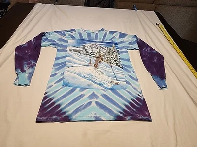 Vintage 1990 Grateful Dead Sking Skeleton Tie Dye Shirt S Granby Ranch CO Garcia - Image 1 of 4