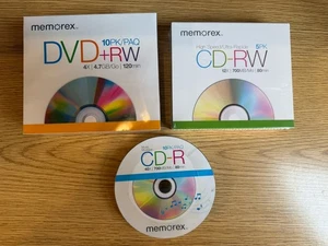 Memorex - DVD+RW (10 Pack Blank) CD-R(10pack) CD-RW(5 Pack)All Sealed - Picture 1 of 4