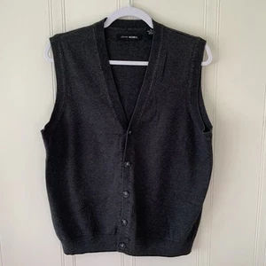 John Henry Men's Gray Knit Vest with V-Neck and Button Front Sz M - Picture 1 of 5
