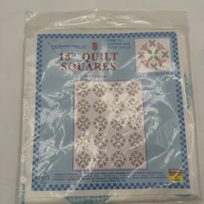 Jack Dempsey Stamped White Quilt Blocks 18"X18" 6/Pkg-XX Tulip Circle - Image 1 of 3