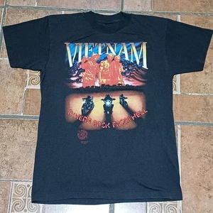 Maglietta Vintage Just Brass Inc Rebel Rider 1990 Vietnam Bikers Back From Hell L - Foto 1 di 7
