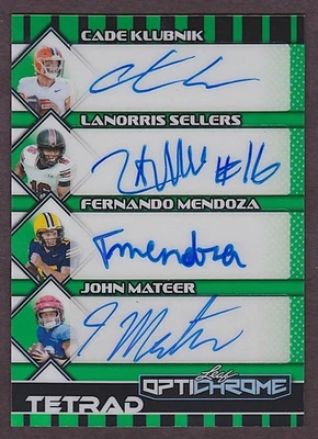 Hoja Tetrad Cade Klubnik 2025 vendedores Fernando Mendoza John Mateer cuádruple automático 1/1 Foto 1 de 2