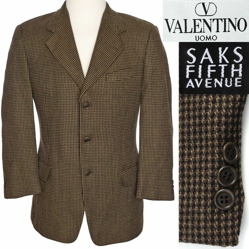Valentino Uomo x Saks Fifth Avenue Classic Sport Cappotto Tuta Giacca Marrone Tweed 40