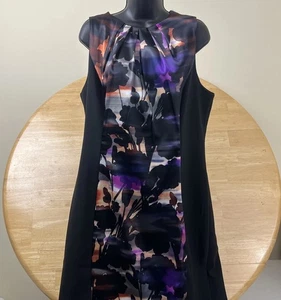 London Times Damenkleid Größe ärmellos Stretcheinsatz schwarz/lila - Bild 1 von 13