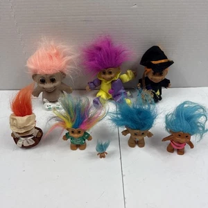 Vintage Lot von 8 Troll Puppen, Mini Trolle, Russ, Ace Neuheit - kostenloser Versand - Bild 1 von 17