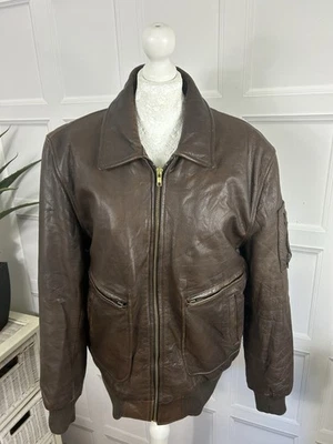 U2 Wear Me Out Flight Parachutist Leather Jacket Chest Size 40in in Brown - Image 1 of 4