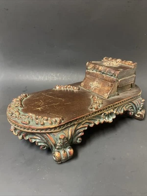 "Antiguo estante de mesa vintage pequeño ornamentado de 12""" Foto 1 de 4
