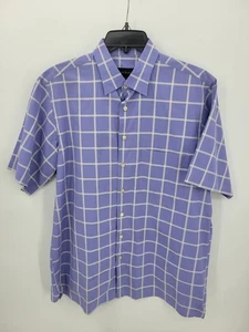 Scott Barber Hemd Herren Large blau Fensterscheibe kariert kurzarm Knopfleiste - Bild 1 von 9