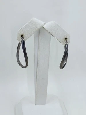 Pendientes de aro curvos de rodio negro Foto 1 de 4