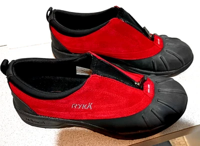 Zapato para caminar cómodo de goma frontal con cremallera RYKA para mujer talla 8,5 M rojo/negro Foto 1 de 4