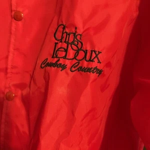 Chris Ledoux Cowboy Country Autographed Windbreaker Jacket (Red) Large Vintage - Picture 1 of 8