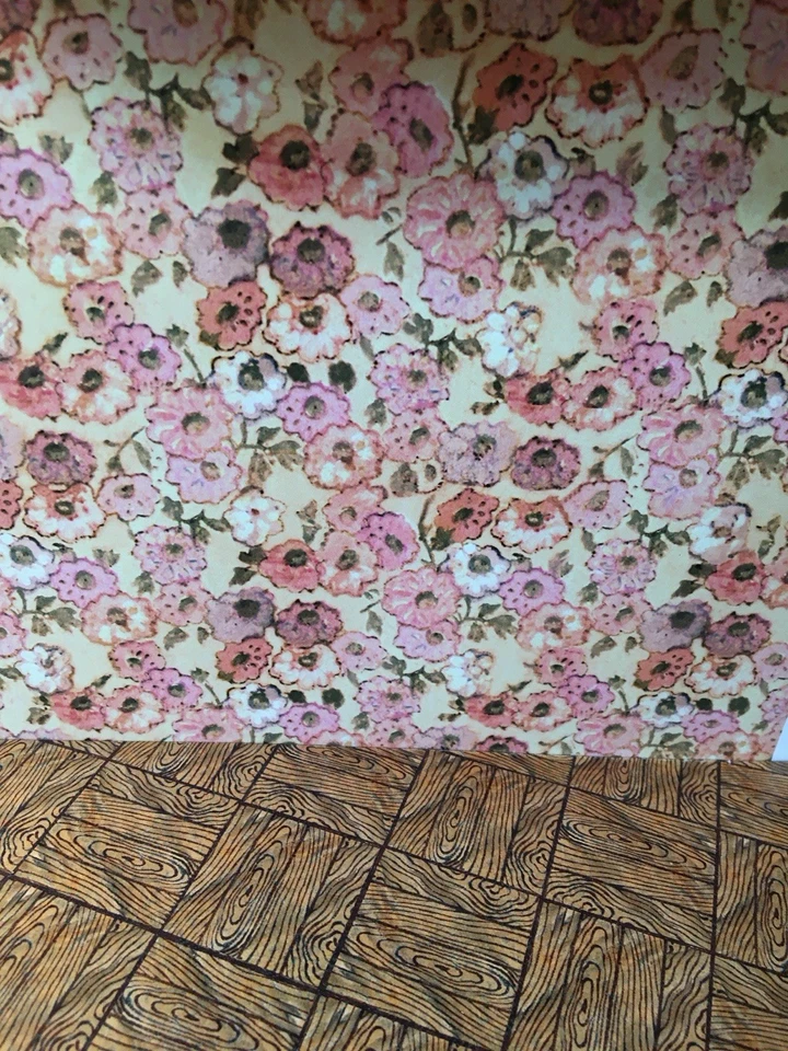 DOLLSHOUSE RESTORATION Triang/Linien Reproduktion Puppenstubentapete - gelbe Kaskade