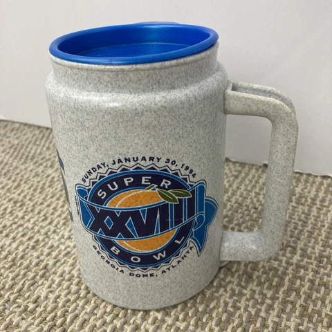 NFL ATLANTA Super Bowl XXVIII 28 DALLAS Cowboys BUFFALO Bills Mug Top Thermos Cover
