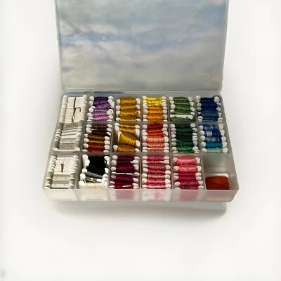 Embroidery Cross Stitch Floss Thread Cards Multicolor In Plastic Storage Box - Image 1 of 4