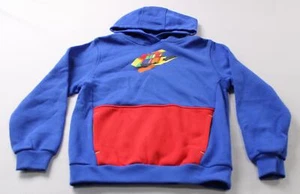 Nike Big Kids L/S NSW Club Stop Playing Colorblock Graphic Hoodie SV3 Blue Large - Picture 1 of 4