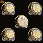 5PCS USA Sniper Skull Gun Military Army Freedom America Gold Coin Collection
