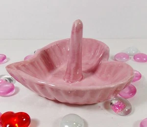 Ring Dish Jewelry Holder Heart Shape Pink Ceramic Valentine  - Picture 1 of 5