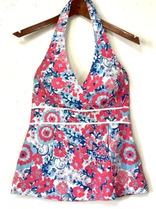 Lily Pulitzer Neckholder-Top Pin/weiß/blau zum Binden Größe 2 - Bild 1 von 7