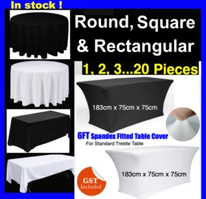 Square Rectangular Round Black White Wedding Fitted Trestle Table Cloth Cover - Picture 1 of 10