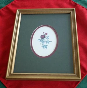 Vintage Framed Rose Art Print Professionally Framed Double Matted Artwork - Picture 1 of 10
