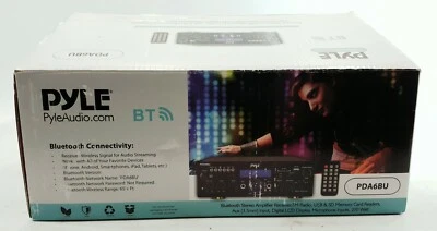 Pyle PDA6BU Bluetooth Stereo Amplifier USB/SD Memory Card LCD Display 200W NEW - Image 1 of 4