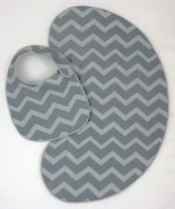 Gray Chevron 2 piece Bib and Burp Cloth - Sample Sale - Picture 1 of 5