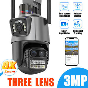 Drei 3 Megapixel-Linsen WiFi-Kamera 8X Digital Zoom Nachtsicht Doppel-Bildschirm