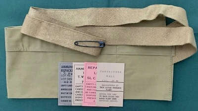 二战早期 KHAKI 仿制品 BANDOLEER 适用于 M1903A3 (5 RD) 或 M1 加兰德 (8 RD) — 第 1/4 张图片
