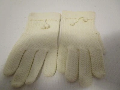 Vintage White Small Childs Girls Dress Gloves Cotton Crocheted Excellent Shape - Image 1 of 3