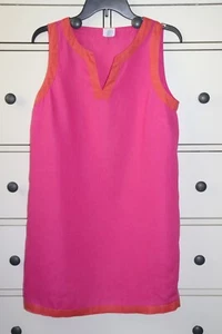 Abito senza maniche Sigrid Olsen da donna rosa/arancione lino taglia S ~ 33,5" lungo - Foto 1 di 6
