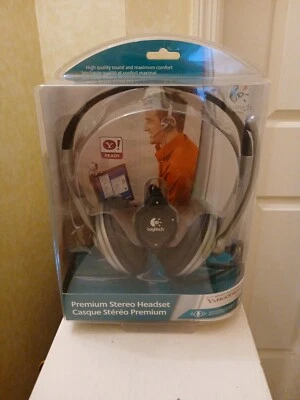 LOGITECH Headphones NEW w/ Microphone Headset Volume Control Premium Stereo - Image 1 of 4