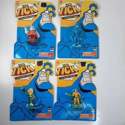 The Tick 复古 1994 万代收藏品微型 3 英寸玩偶 4 件装阅读 — 第 1/4 张图片