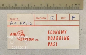 old Air Ceylon Ltd. Economy Boarding Pass - Flight AE 118 / 116 - Picture 1 of 2