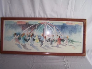 Impresión Maypole Annetta Nichols 843/1950 enmarcada y mate niños niños 11,5 x 26,5 - Imagen 1 de 3