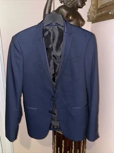 zara man basic navy  tuxedo blazer size 36 - Picture 1 of 6