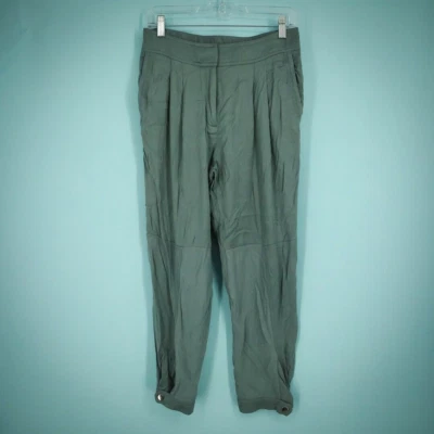 Pantalones estilo jogger Reiss talla 4 verde marrón gris plisados detalle tobillo a presión Foto 1 de 4
