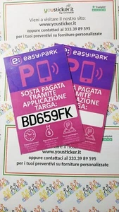 1 TALLONCINO EASYPARK CRUSCOTTO PARCHEGGIO SOSTA PAGAMENTO SEGNALAZIONE TARGA - Foto 1 di 5